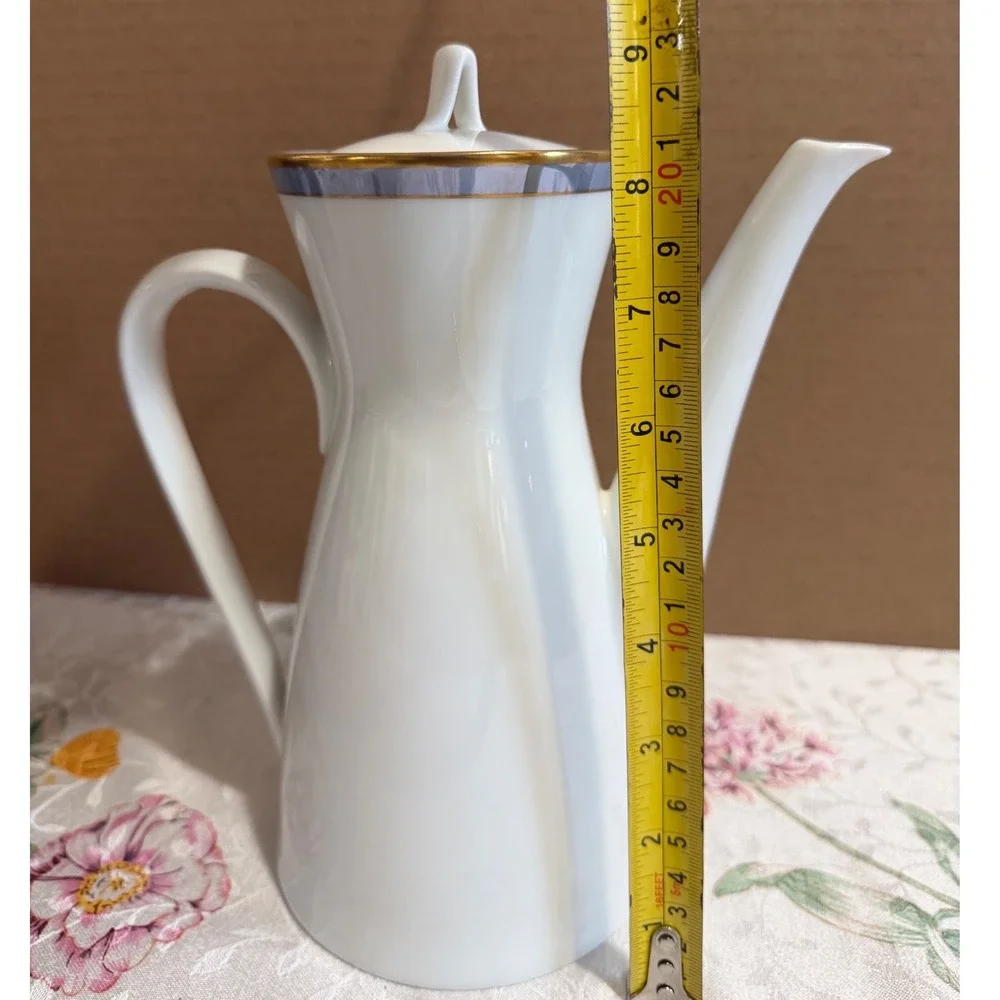 Classic Rose Rosenthal Group Germany Form 2000 White Gold Trim Coffee Pot 9in